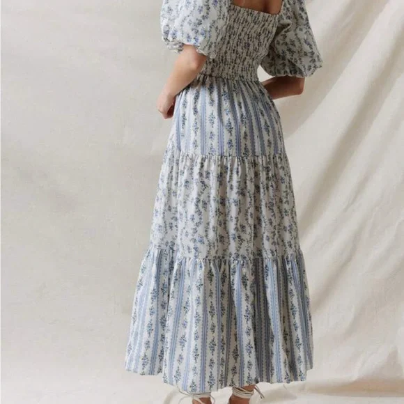 Floral Blue Maxi Dress - Picture 3 of 3